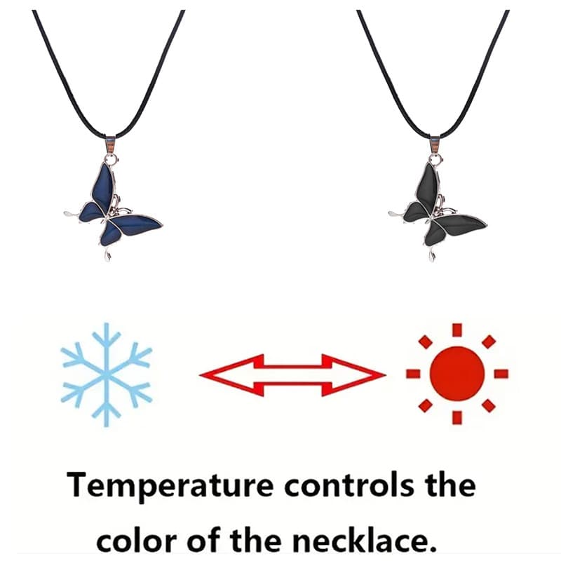 Temperature-Sensitive Color-Changing Butterfly Necklace for Women