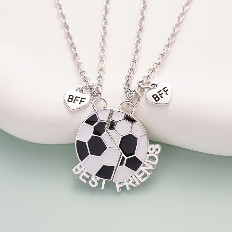 Soccer Best Friends Magnetic Necklace Set for Girls, BFF Heart Charm Collar Chain Gift