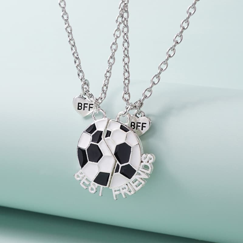 Soccer Best Friends Magnetic Necklace Set for Girls, BFF Heart Charm Collar Chain Gift