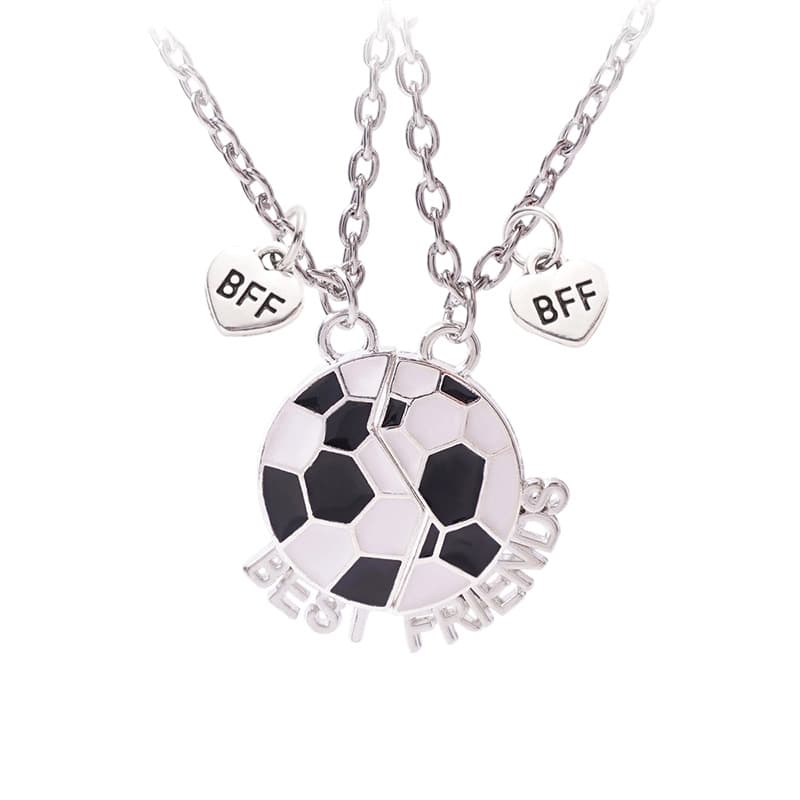 Soccer Best Friends Magnetic Necklace Set for Girls, BFF Heart Charm Collar Chain Gift