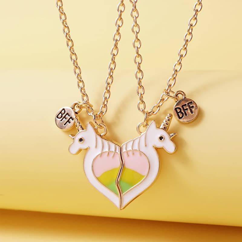 Unicorn Heart Magnetic BFF Necklaces for Girls - Best Friend Gift Set