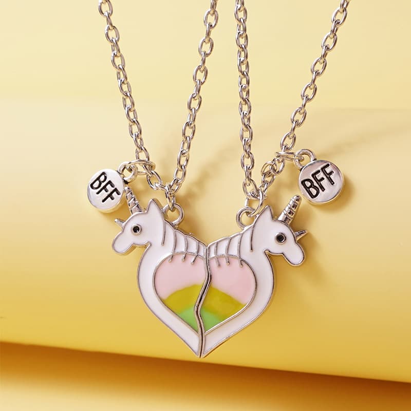 Unicorn Heart Magnetic BFF Necklaces for Girls - Best Friend Gift Set