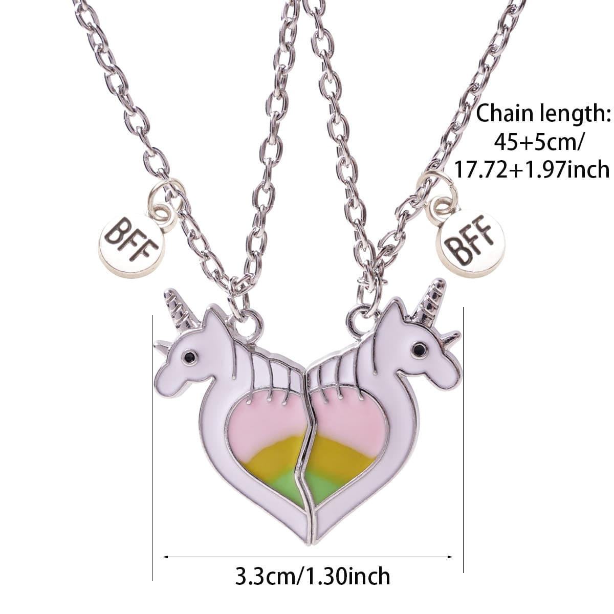 Unicorn Heart Magnetic BFF Necklaces for Girls - Best Friend Gift Set