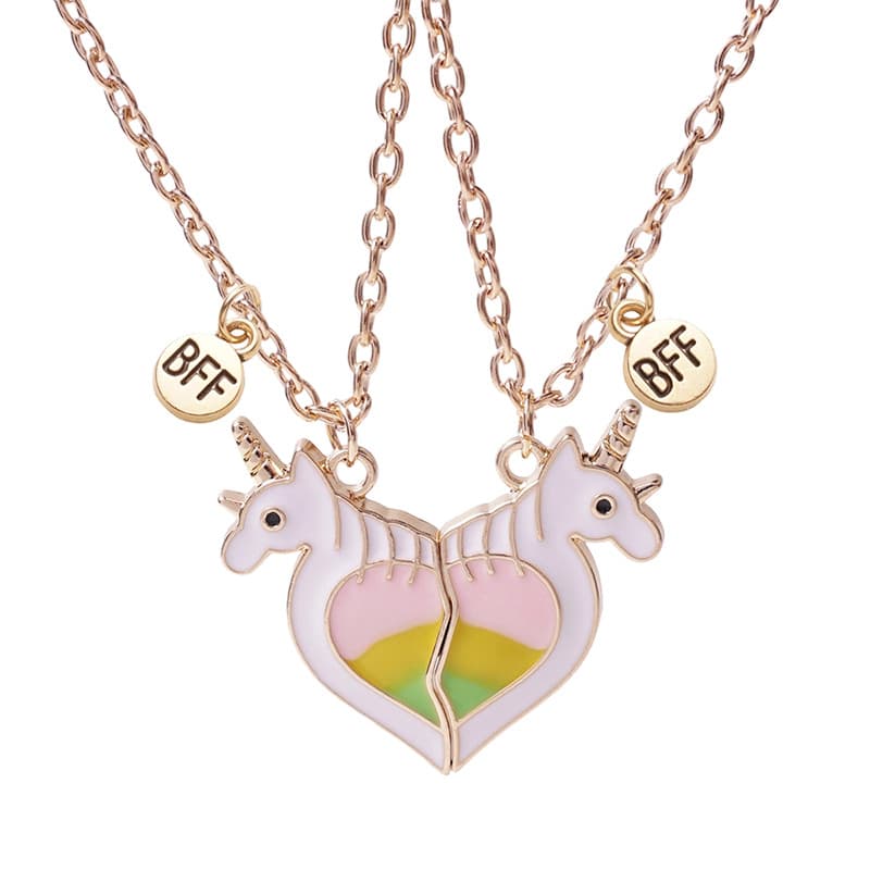 Unicorn Heart Magnetic BFF Necklaces for Girls - Best Friend Gift Set