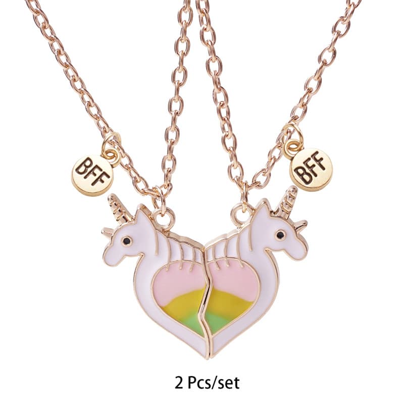 Unicorn Heart Magnetic BFF Necklaces for Girls - Best Friend Gift Set