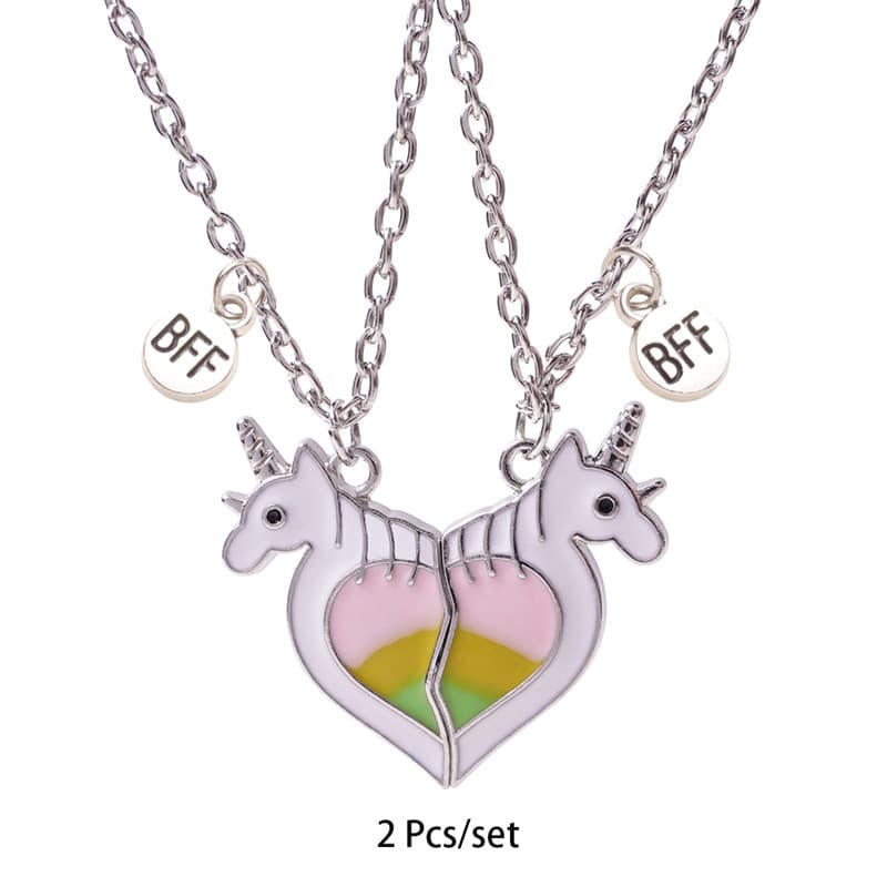 Unicorn Heart Magnetic BFF Necklaces for Girls - Best Friend Gift Set