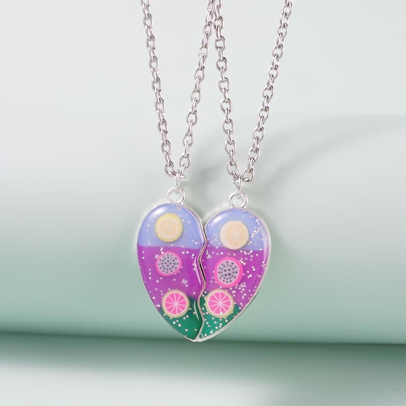 Matching Heart Necklaces for Best Friends BFF Gift Set