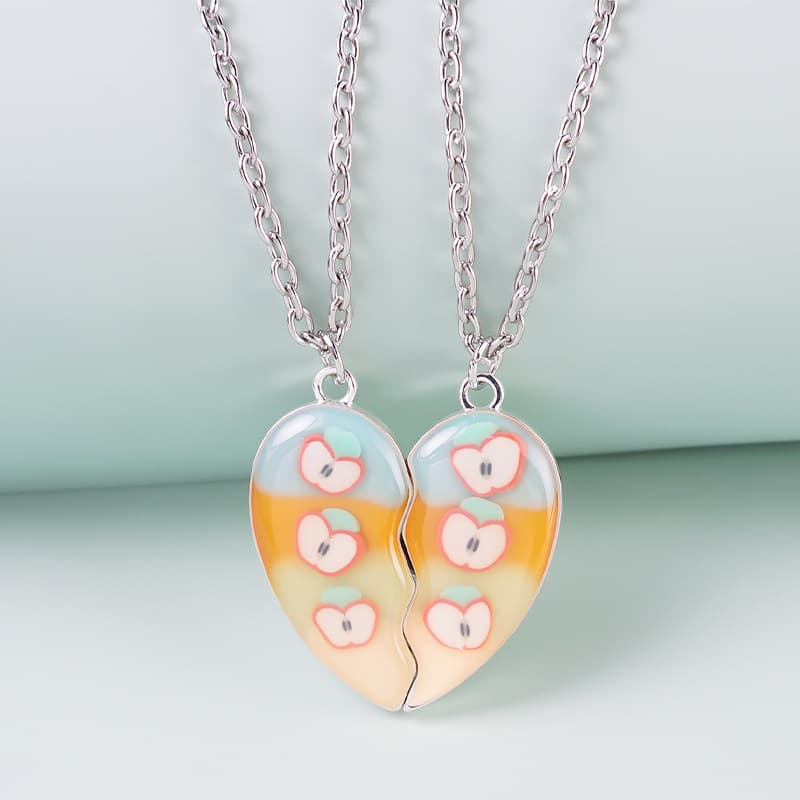 Matching Heart Necklaces for Best Friends BFF Gift Set