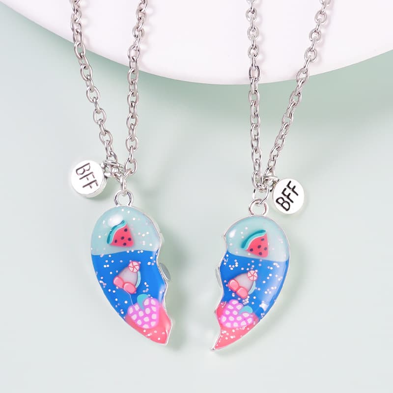Matching Heart Necklaces for Best Friends BFF Gift Set
