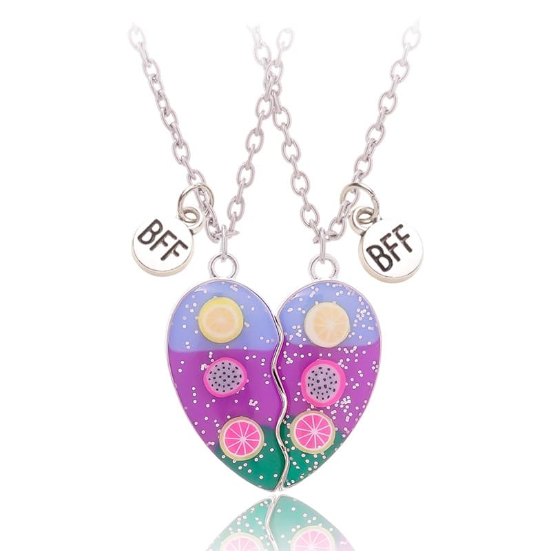 Matching Heart Necklaces for Best Friends BFF Gift Set