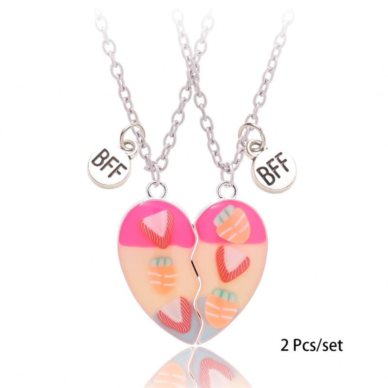 Matching Heart Necklaces for Best Friends BFF Gift Set