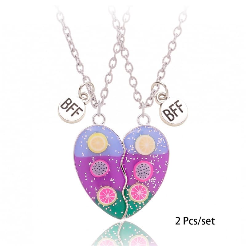 Matching Heart Necklaces for Best Friends BFF Gift Set