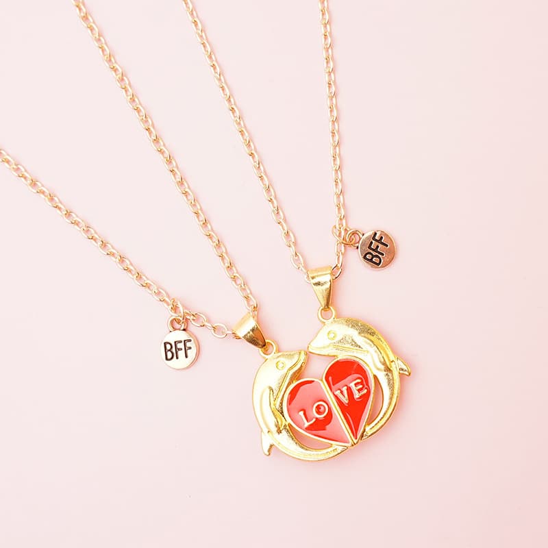 Magnetic Dolphin Necklaces - Love Heart Couple Gift for Best Friends