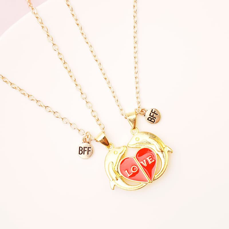 Magnetic Dolphin Necklaces - Love Heart Couple Gift for Best Friends