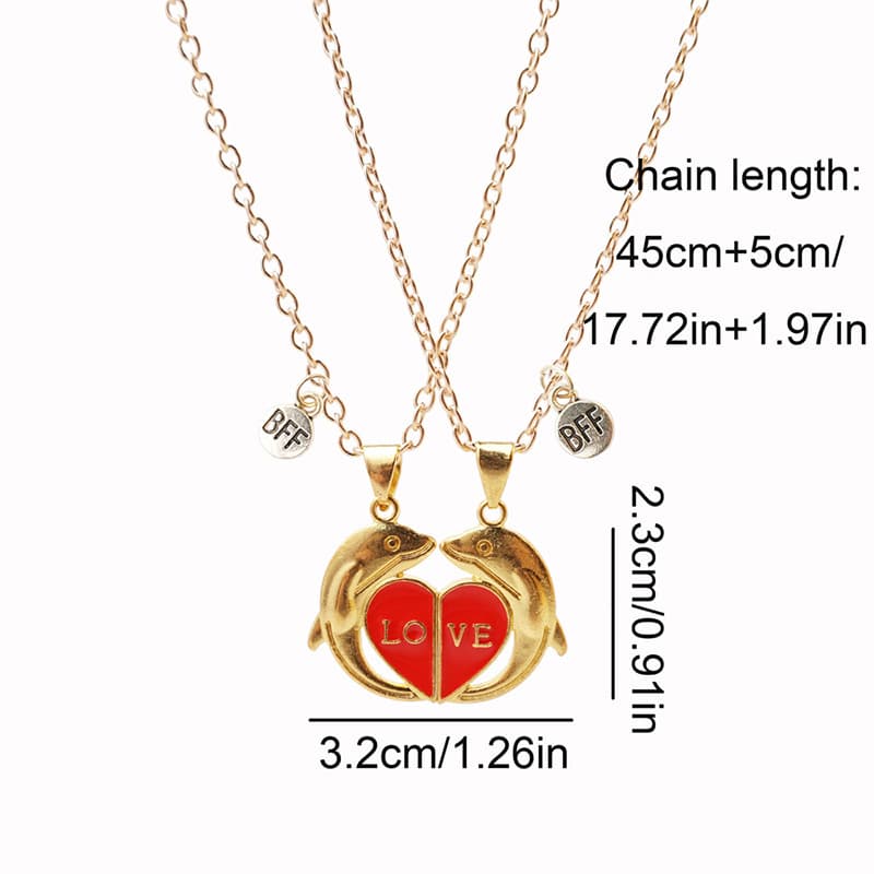 Magnetic Dolphin Necklaces - Love Heart Couple Gift for Best Friends