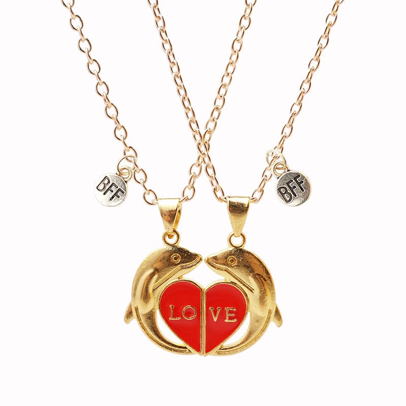 Magnetic Dolphin Necklaces - Love Heart Couple Gift for Best Friends