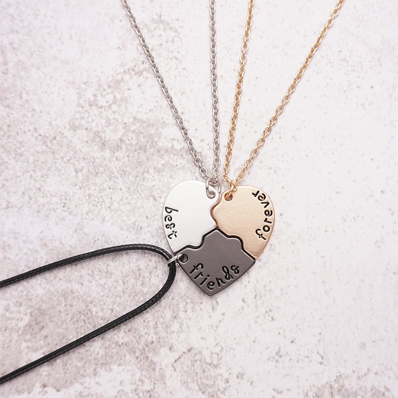 Best Friends Forever Puzzle Heart Necklace Set of 3