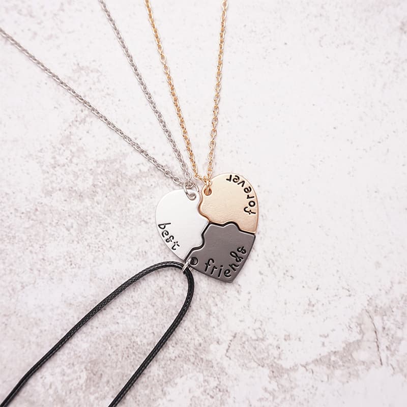 Best Friends Forever Puzzle Heart Necklace Set of 3