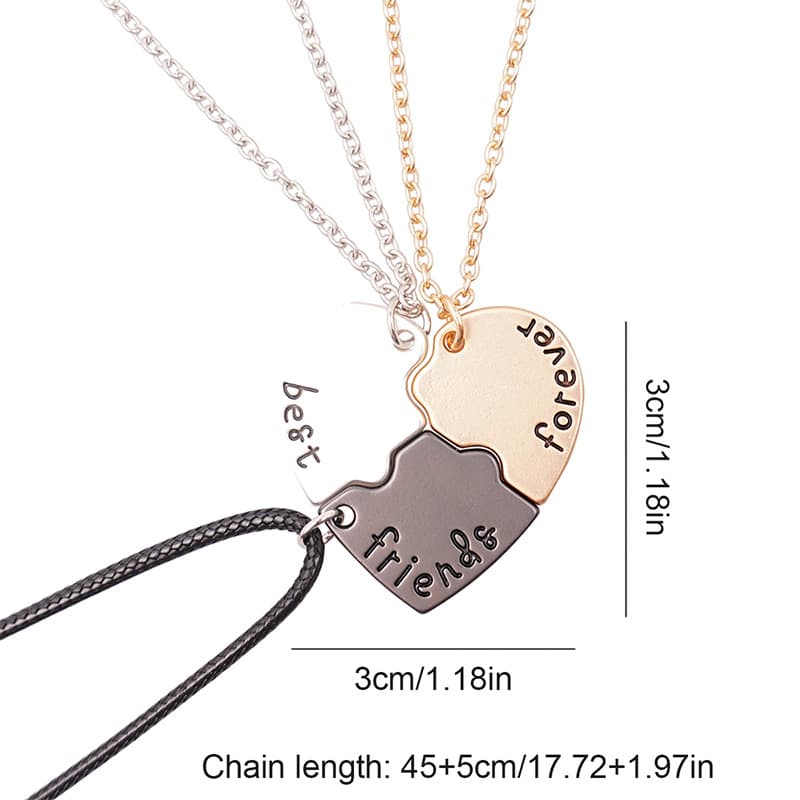 Best Friends Forever Puzzle Heart Necklace Set of 3