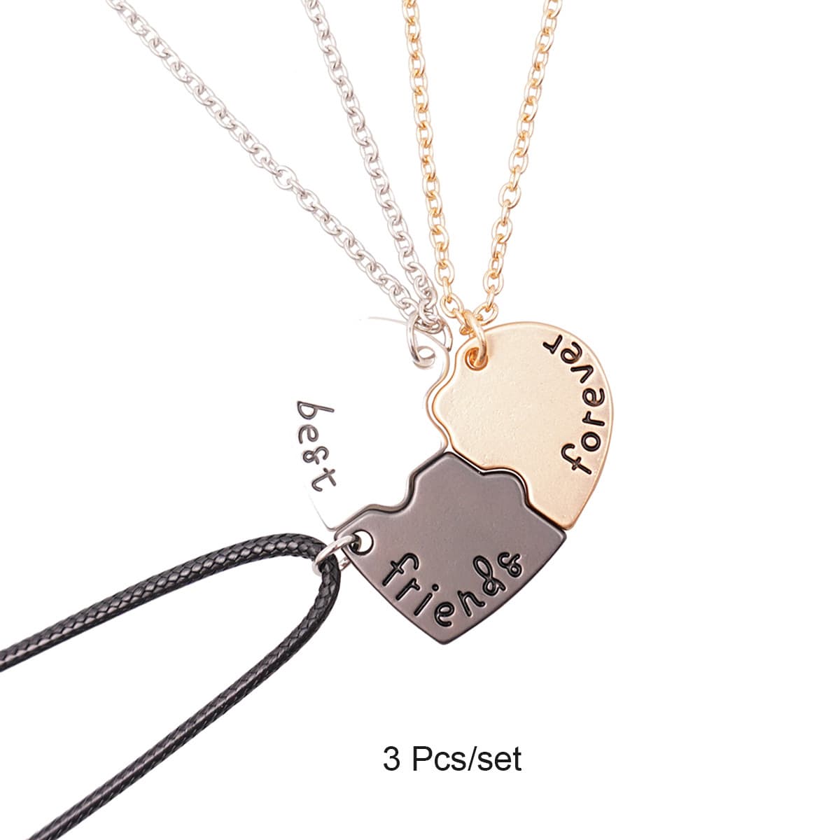 Best Friends Forever Puzzle Heart Necklace Set of 3