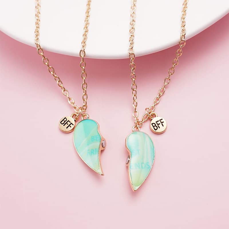 Heart-Shaped Magnetic Friendship Necklace Set for Best Friends