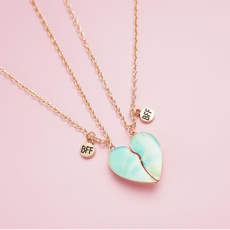 Heart-Shaped Magnetic Friendship Necklace Set for Best Friends