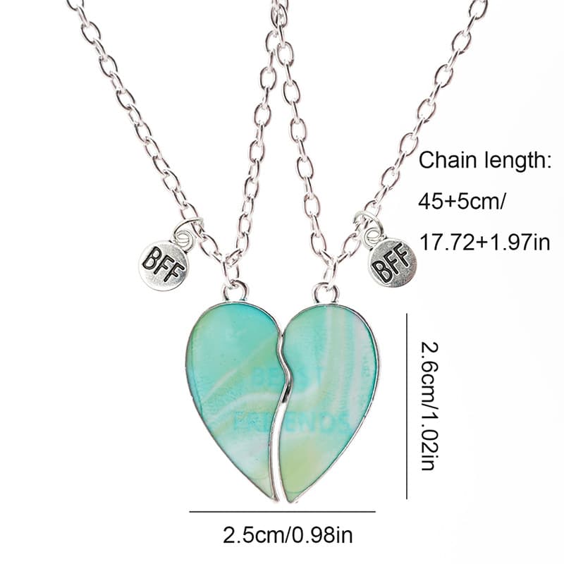 Heart-Shaped Magnetic Friendship Necklace Set for Best Friends