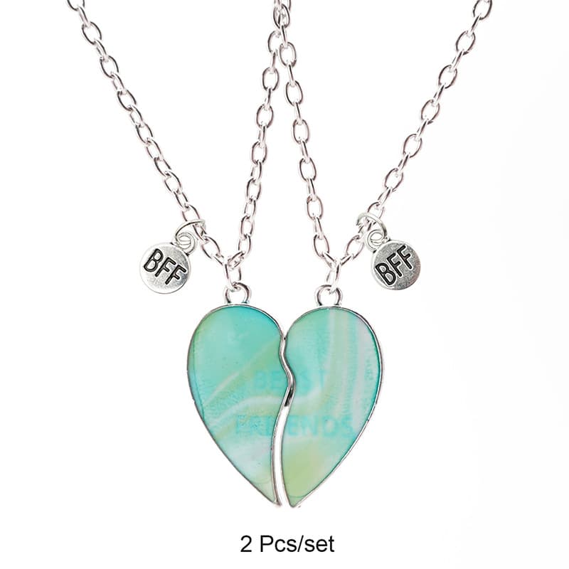 Heart-Shaped Magnetic Friendship Necklace Set for Best Friends