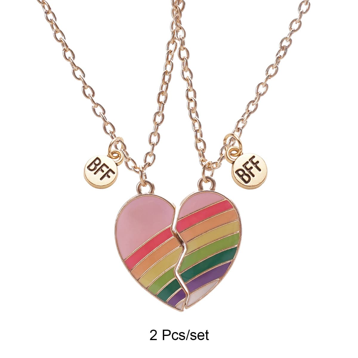 Rainbow Heart BFF Necklace Set - Perfect Gift for Best Friends
