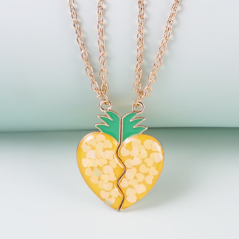 Matching Pineapple Necklaces - BFF Best Friend Forever Gift Set