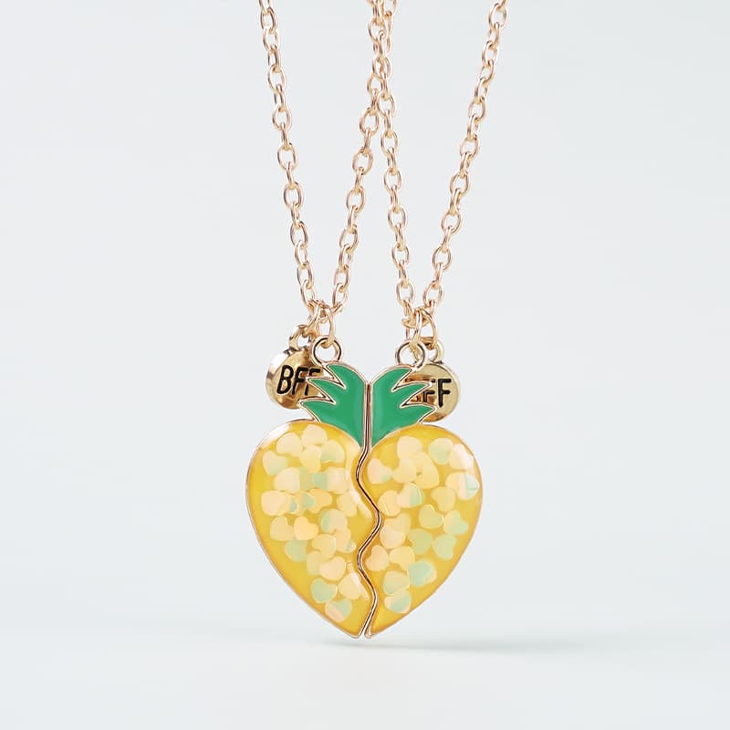 Matching Pineapple Necklaces - BFF Best Friend Forever Gift Set