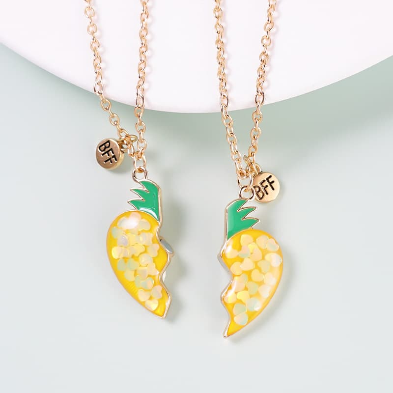 Matching Pineapple Necklaces - BFF Best Friend Forever Gift Set