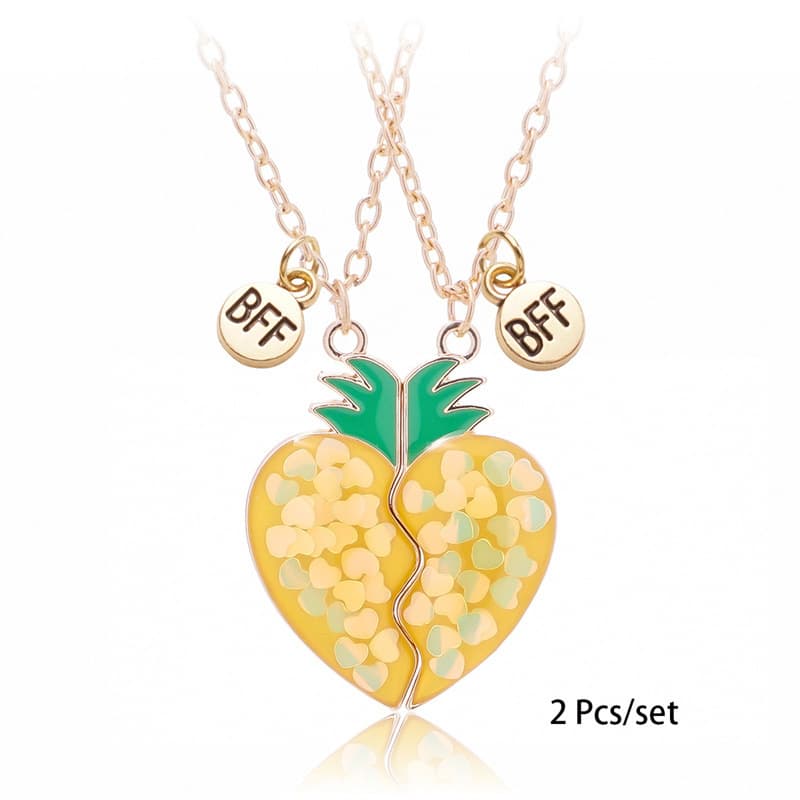 Matching Pineapple Necklaces - BFF Best Friend Forever Gift Set