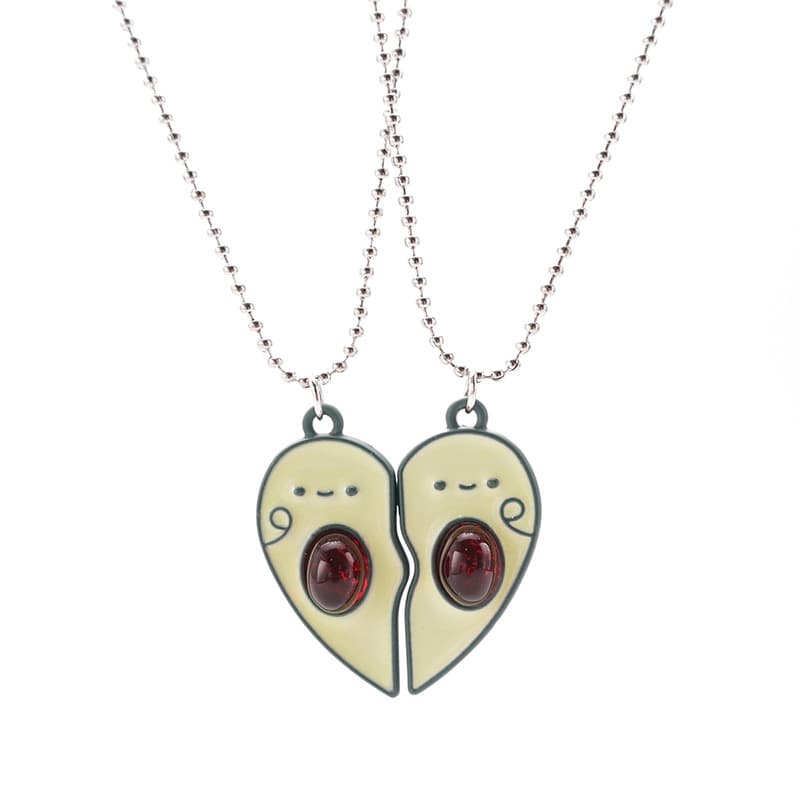 Adorable Avocado Split Necklace Set for Best Friends