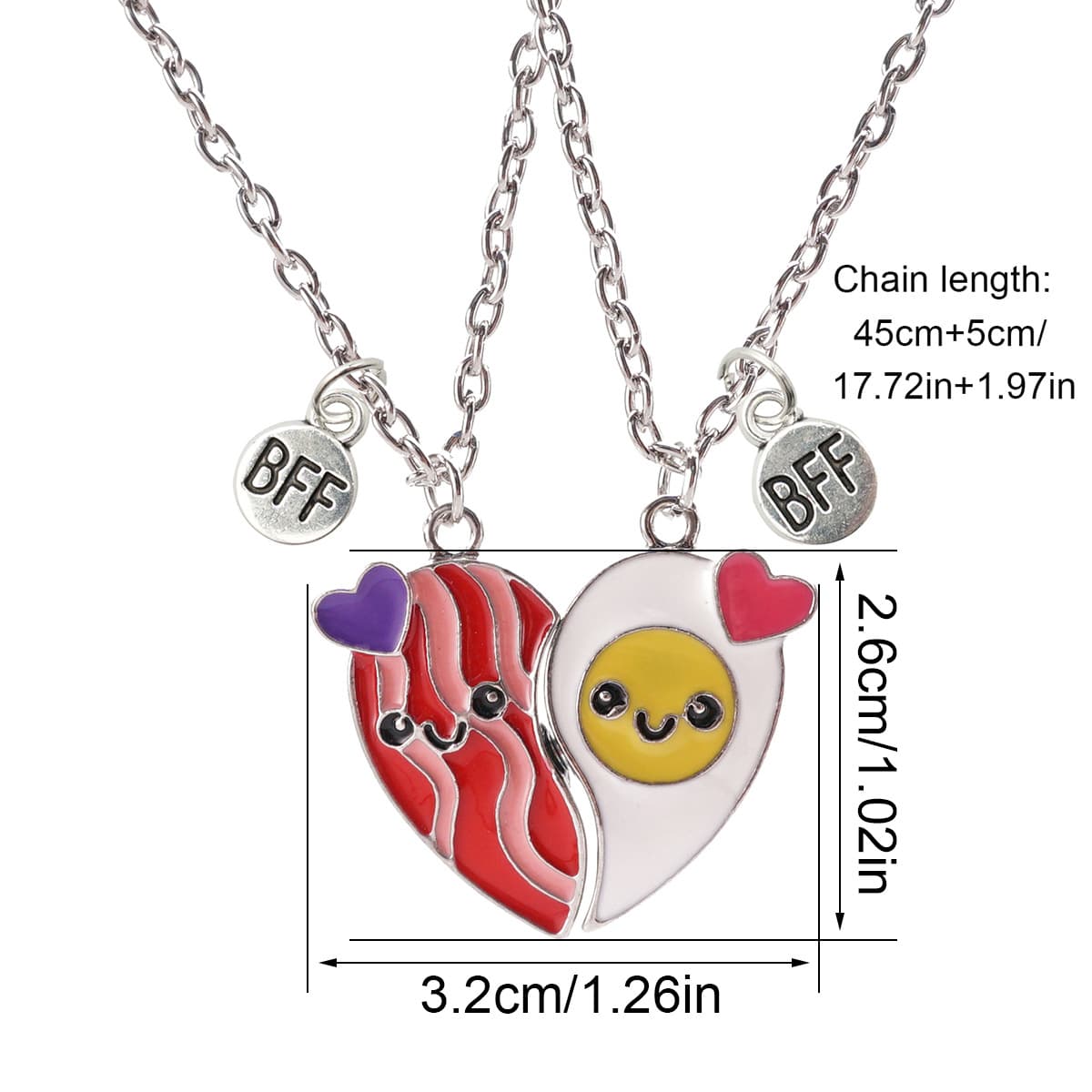 Matching Bacon & Egg BFF Necklaces - Cute Friendship Jewelry Set