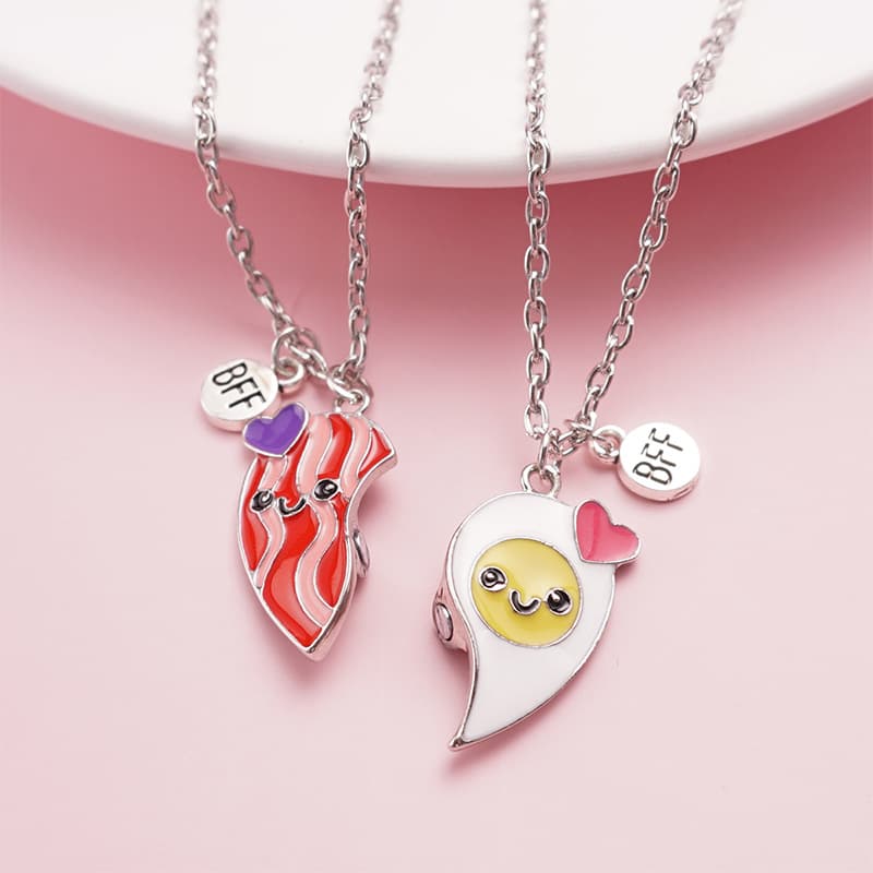 Matching Bacon & Egg BFF Necklaces - Cute Friendship Jewelry Set