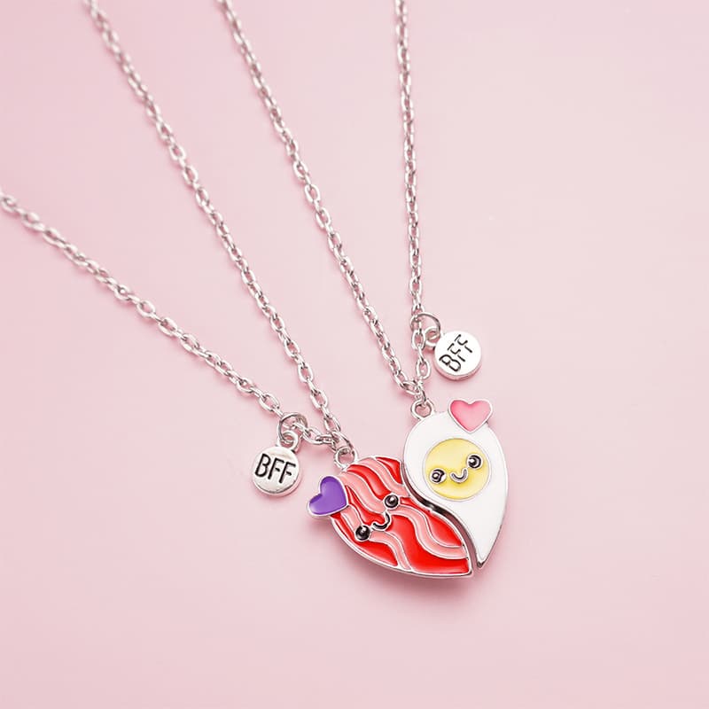 Matching Bacon & Egg BFF Necklaces - Cute Friendship Jewelry Set