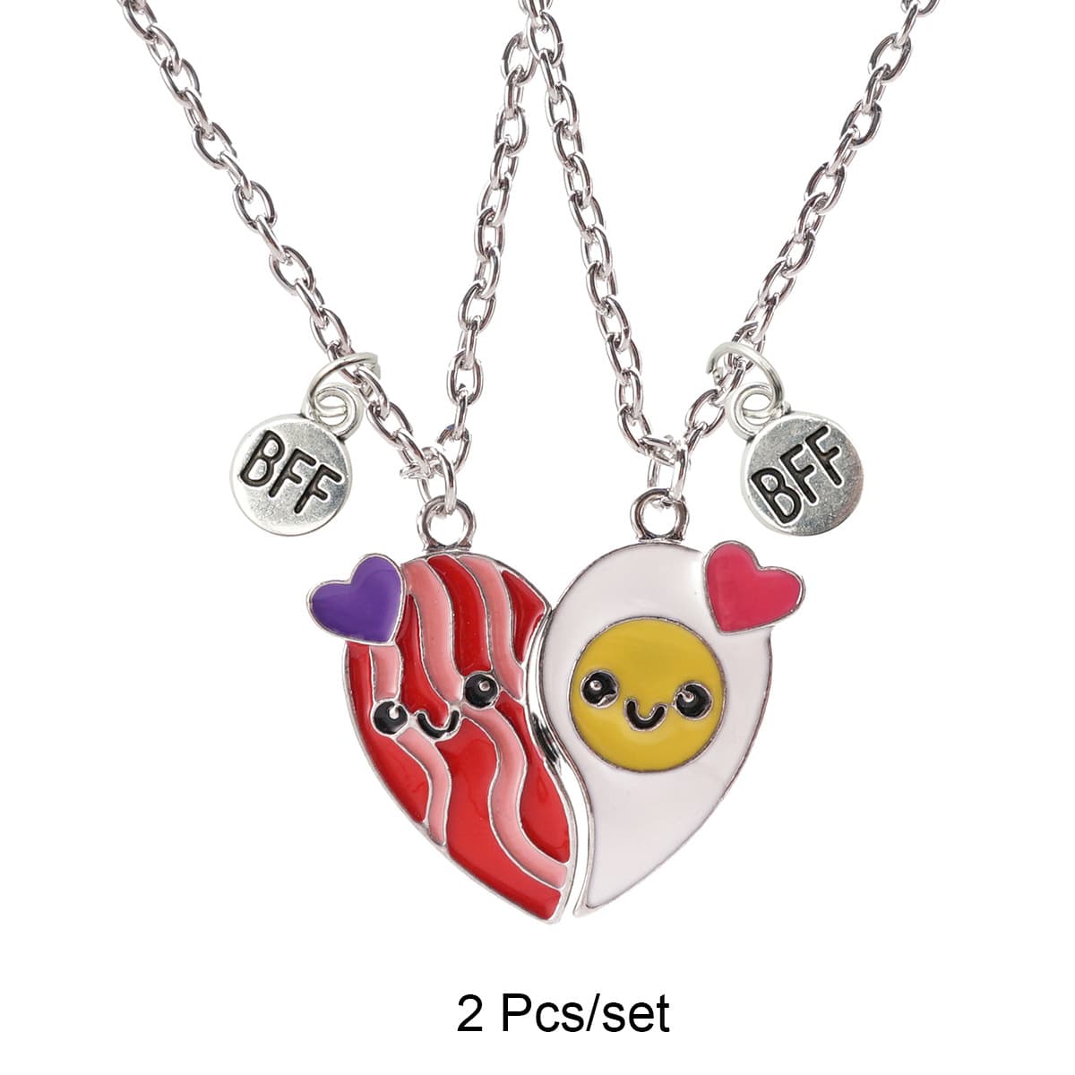 Matching Bacon & Egg BFF Necklaces - Cute Friendship Jewelry Set