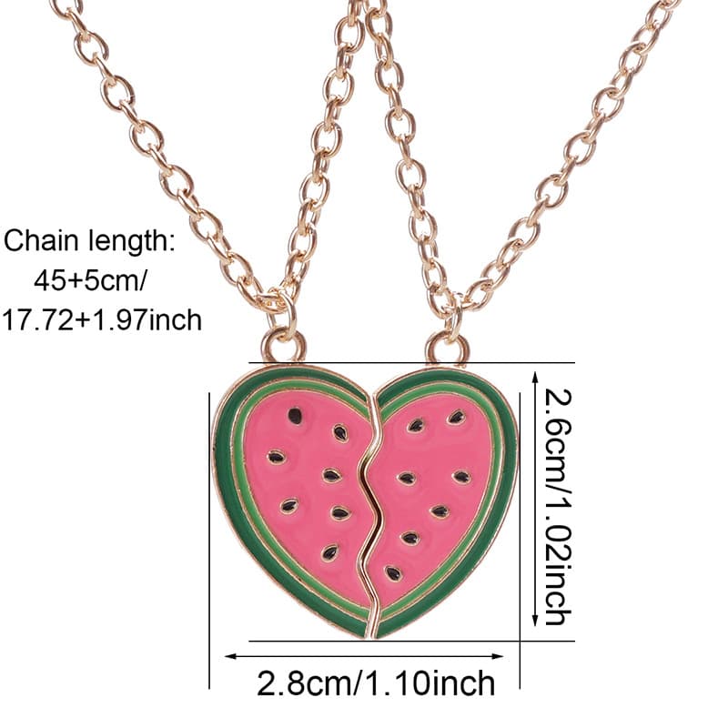 Sweet Watermelon Heart Friendship Necklace for Kids & Teens
