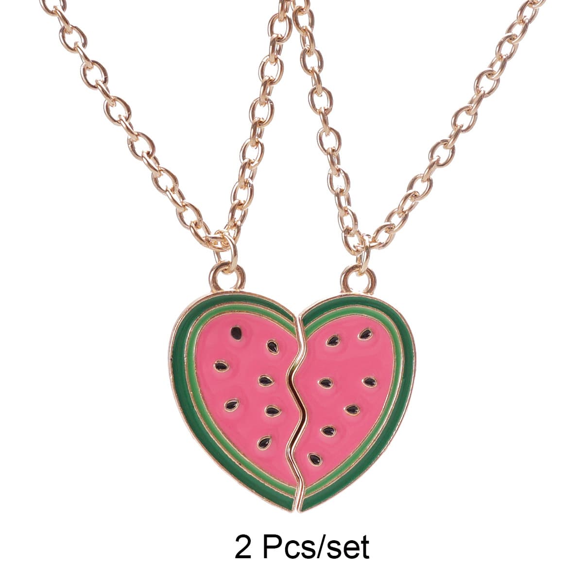 Sweet Watermelon Heart Friendship Necklace for Kids & Teens