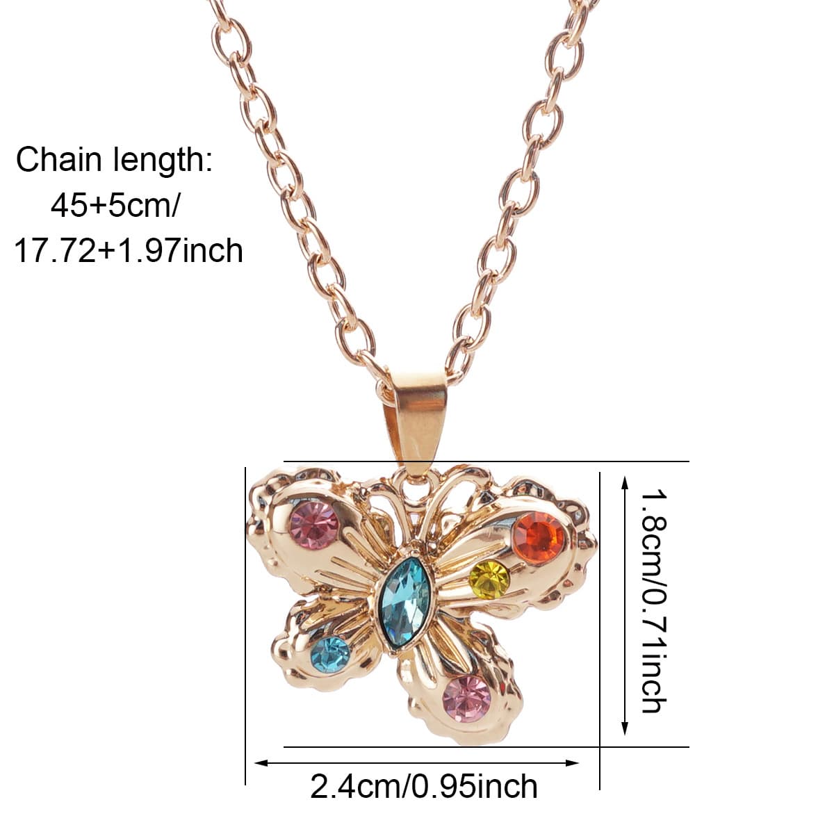 Sparkling Rainbow Butterfly Necklace - Elegant Statement Piece for Women