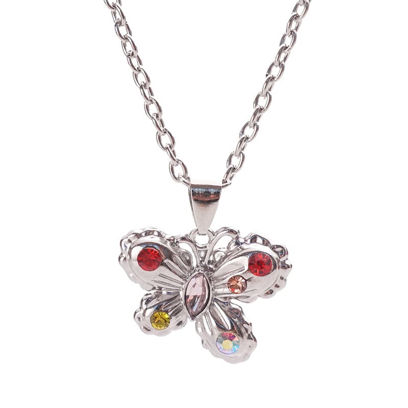 Sparkling Rainbow Butterfly Necklace - Elegant Statement Piece for Women