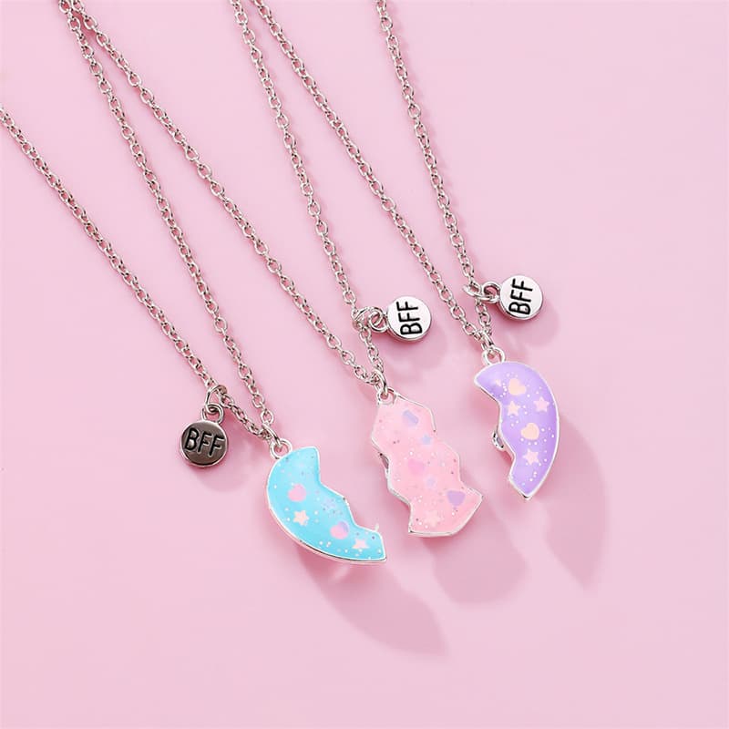 BFF Best Friends Forever Magnetic Moon Necklace Set