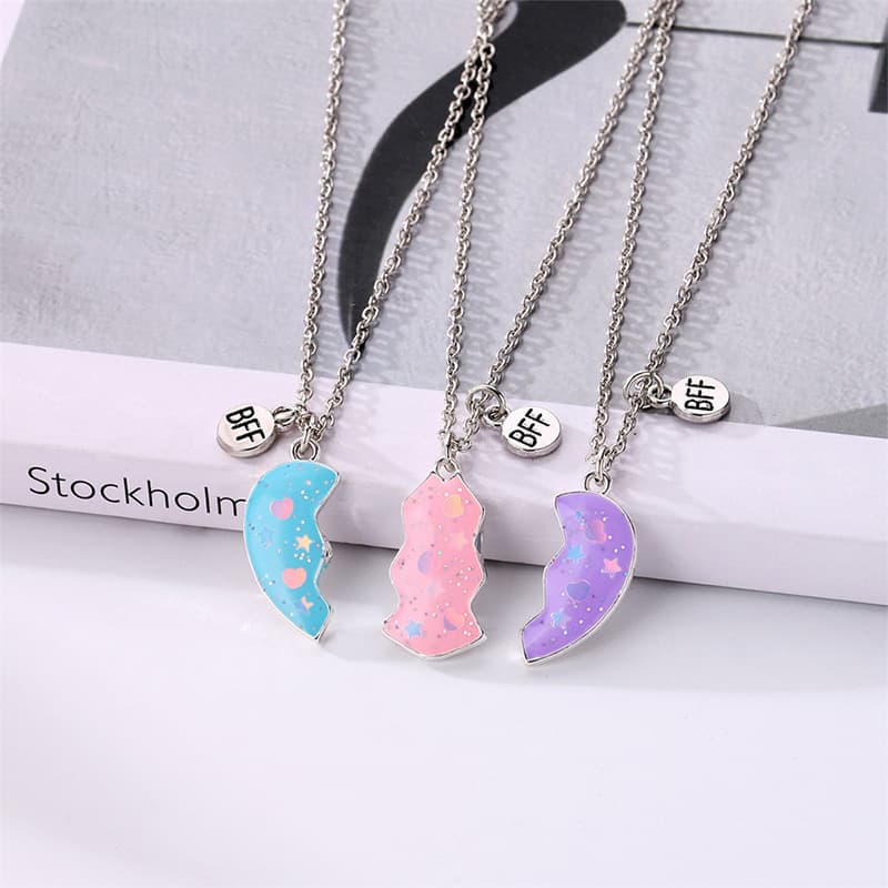BFF Best Friends Forever Magnetic Moon Necklace Set
