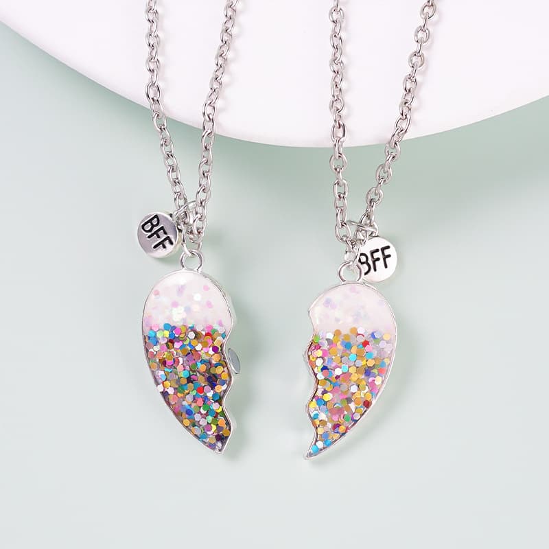 BFF Best Friends Forever Magnetic Heart Necklace Set
