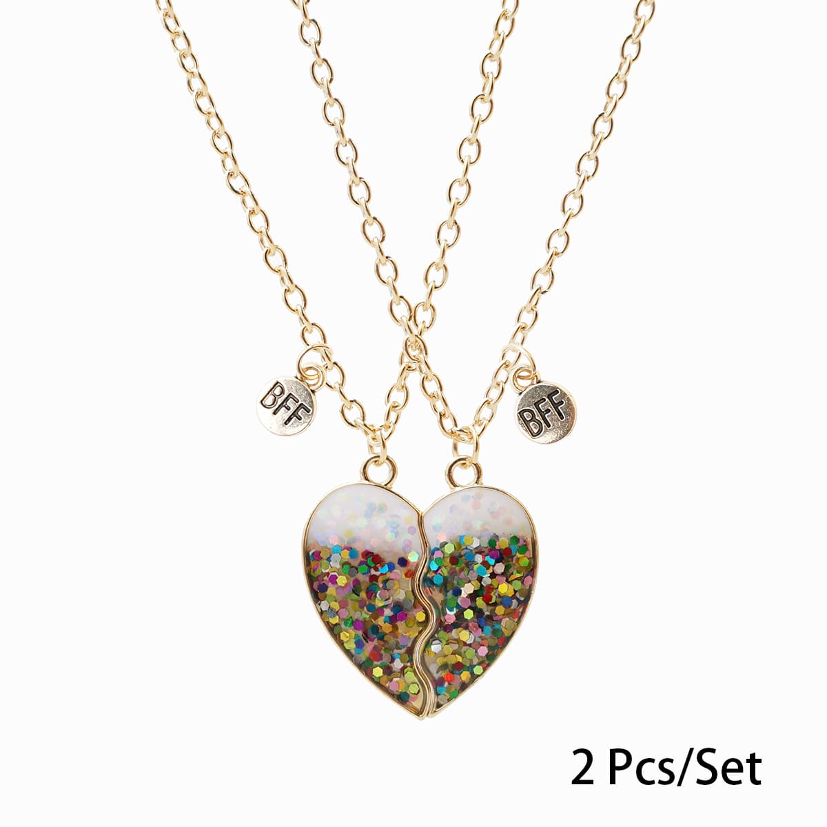BFF Best Friends Forever Magnetic Heart Necklace Set