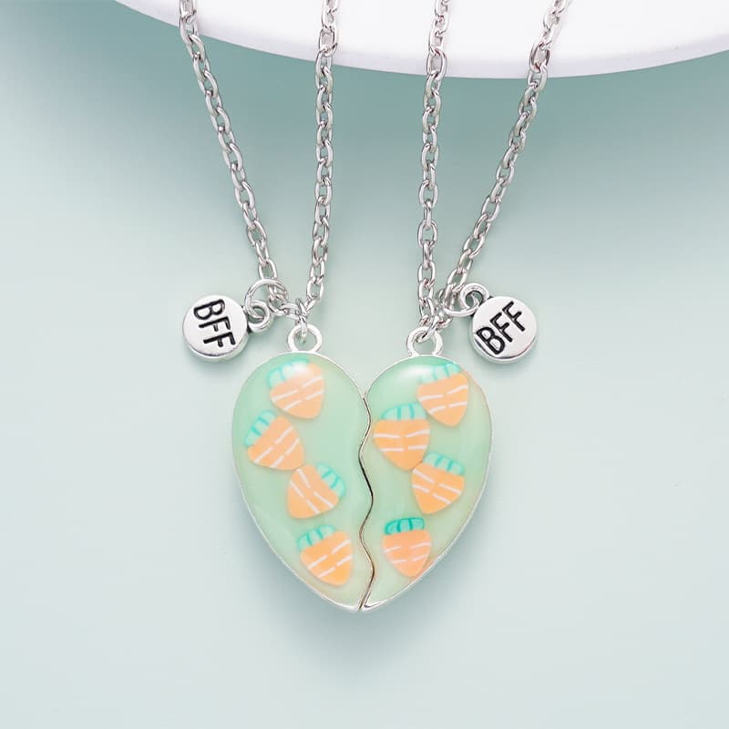 Cute Carrot Heart Magnetic BFF Necklaces Set - Best Friend Gift