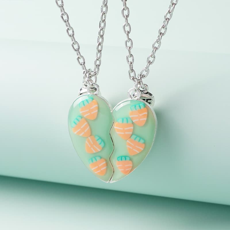 Cute Carrot Heart Magnetic BFF Necklaces Set - Best Friend Gift