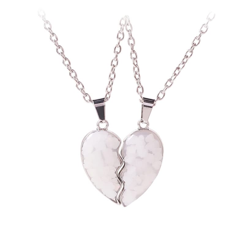 Matching Heart Necklace Set for Best Friends, Pink Love Pendant Gift