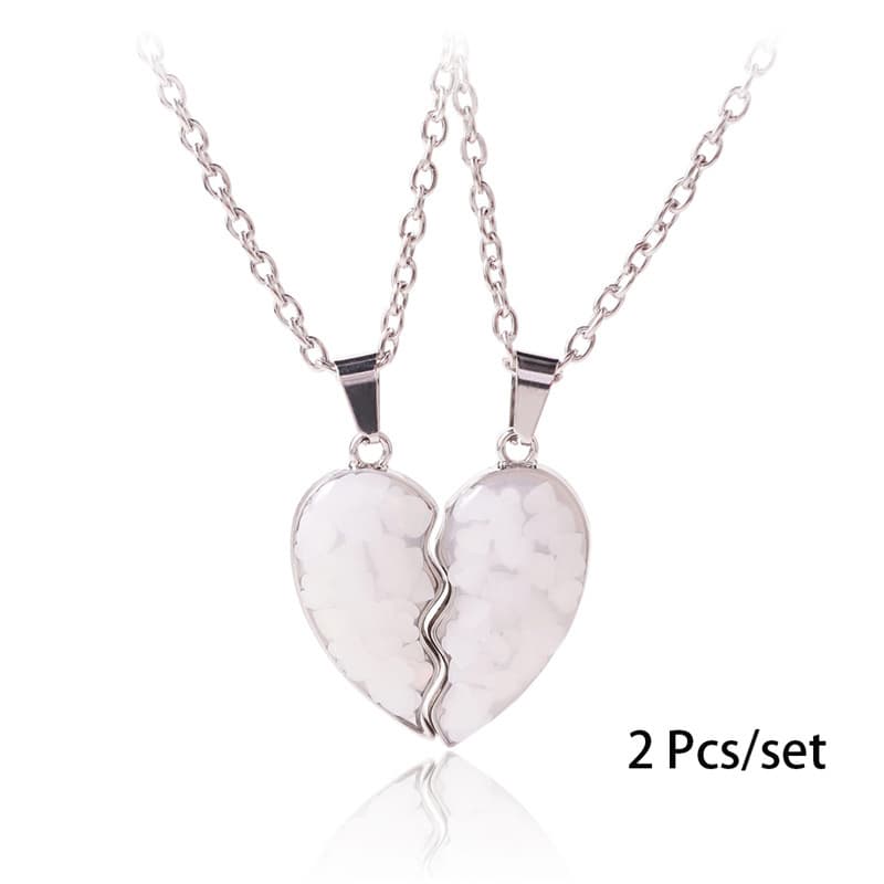 Matching Heart Necklace Set for Best Friends, Pink Love Pendant Gift